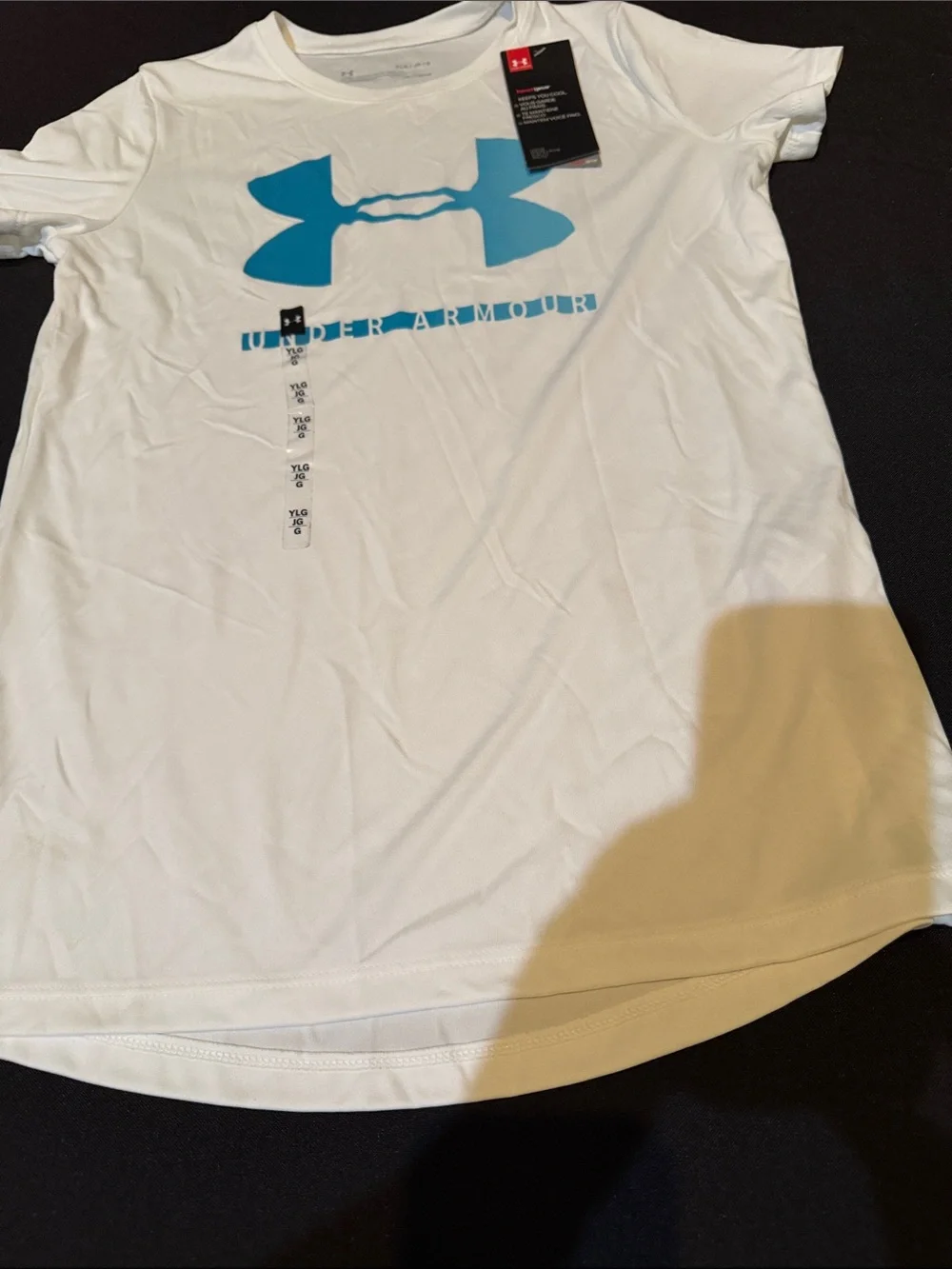 Under Armour White Short-Sleeve Performance Tee with Teal Logo